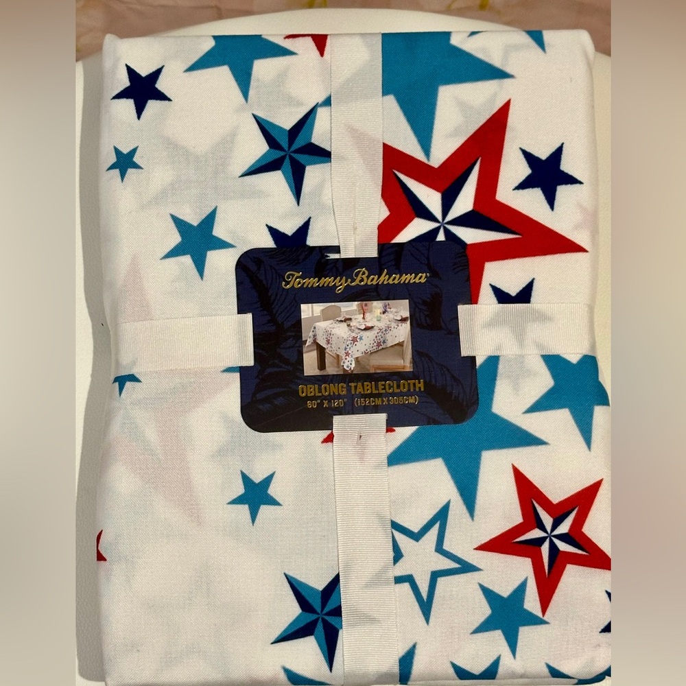 Tommy Bahama Red and Blue Star Tablecloth